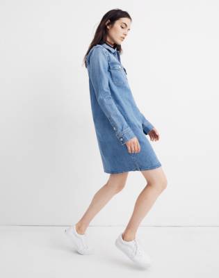 denim dress with zipper in front