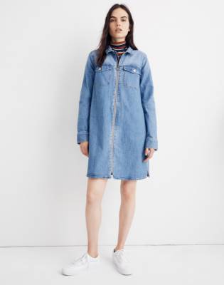 madewell denim button front dress