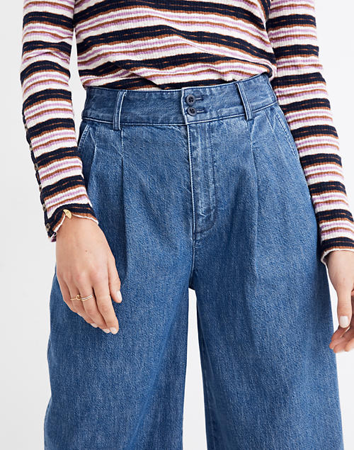 Tall Pleated Wide-Leg Jeans