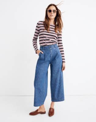 pleated denim pants