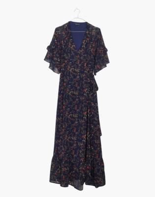 amaranth wrap dress in moonless floral