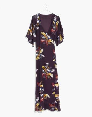 madewell vervain ruffle sleeve wrap dress