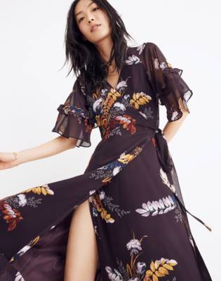 oasis floral wrap dress