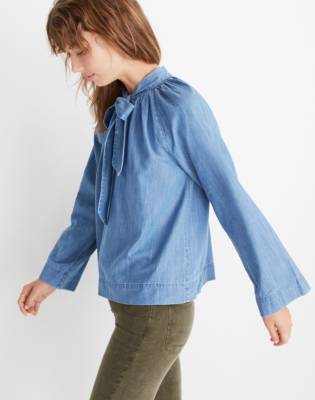 madewell denim tie front shirt