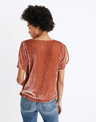velvet ruffle sleeve top