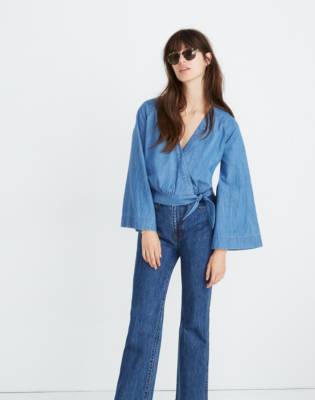 bell sleeve denim top