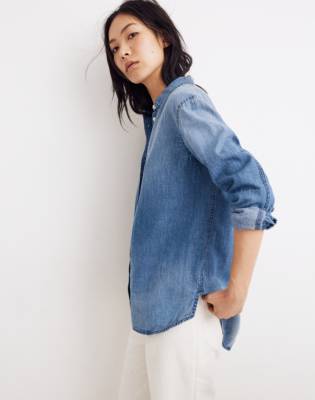 oversized denim boyfriend shirt