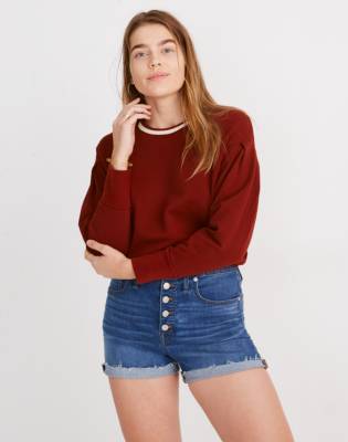 button fly denim shorts