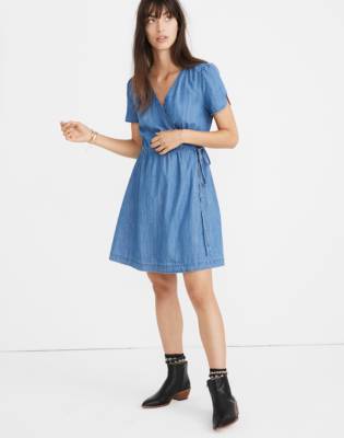 blue jean wrap dress