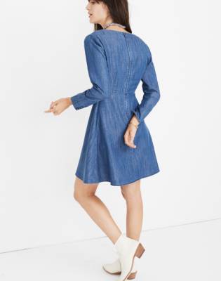 madewell denim button front dress