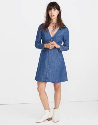 madewell button front denim dress