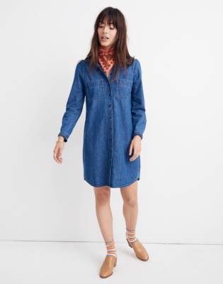 madewell black denim shirtdress