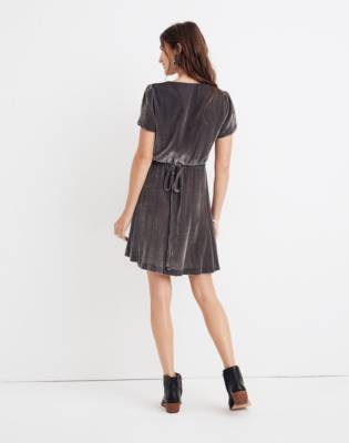 white velvet wrap dress