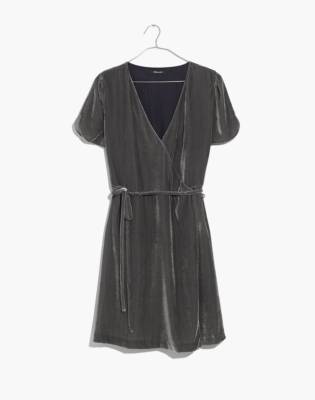 white velvet wrap dress
