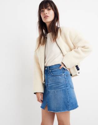 madewell rigid denim skirt