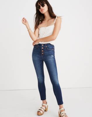 button fly cropped jeans