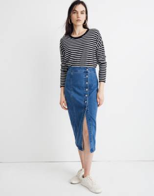 madewell denim midi skirt