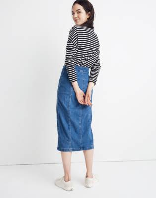 denim midi skirt with buttons