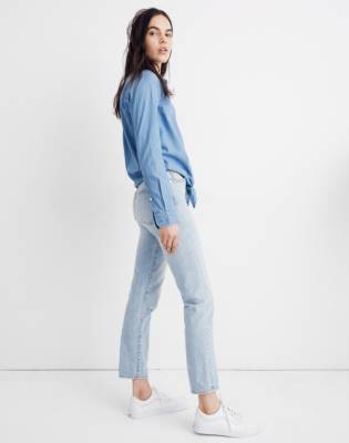 women's tie front denim shirt