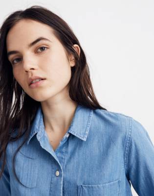 tie front denim shirt