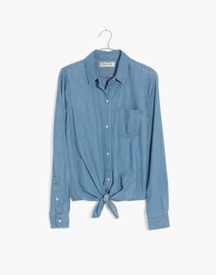 denim tie up shirt