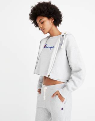 champion cropped zip up hoodie