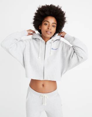 white champion hoodie cropped