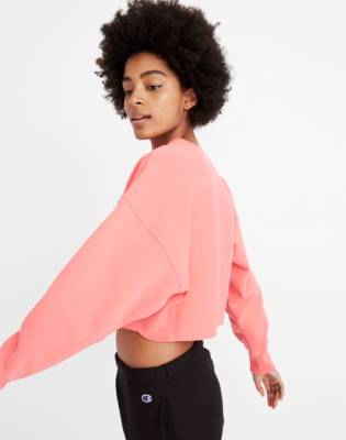 pink cropped champion sweatshirt