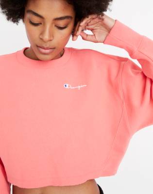 pink cropped champion sweatshirt