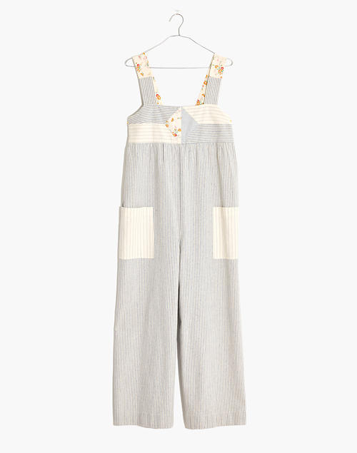 Madewell x The New Denim Project® Patchwork Jumpsuit in blue railroad stripe image 4