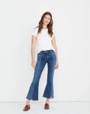 high waisted flare crop jeans