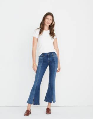 high rise flare crop jeans