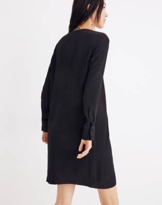 black long sleeve button dress