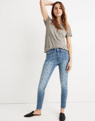heart print jeans