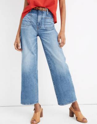 petite wide leg cropped jeans