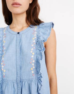 madewell denim ruffle top
