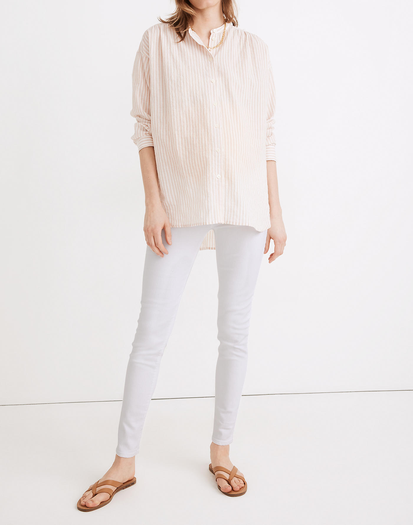 Madewell Maternity Side-Panel Skinny Jeans in Pure White: Adjustable Edition