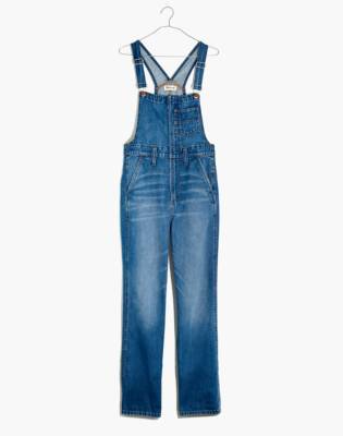 zip front denim overalls