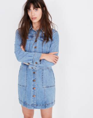 green denim shirt dress