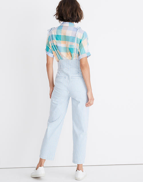 NEW Madewell Railroad Striped Tie Strap Stretchy Cotton Overalls Jumpsuit $138 