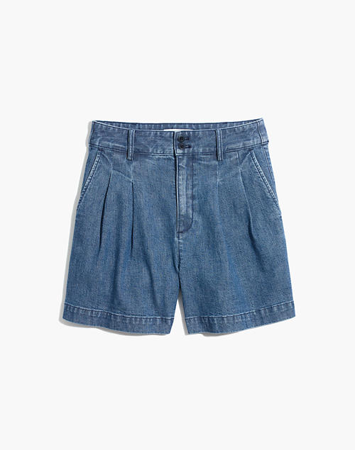 Denim Pleated Shorts