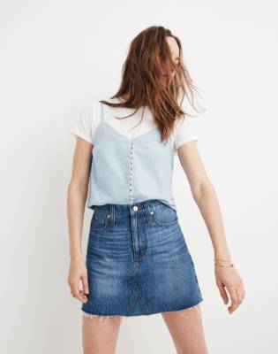 Rigid Denim A-Line Mini Skirt in 