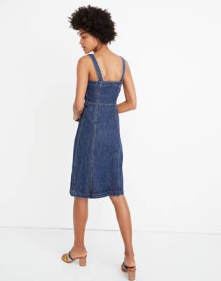 madewell button front denim dress