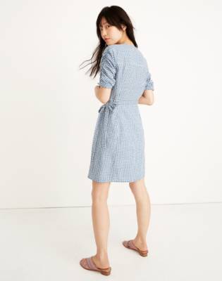 madewell gingham wrap mini skirt