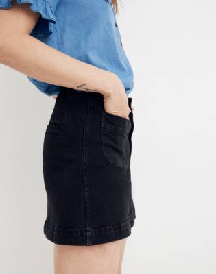 black denim a line mini skirt