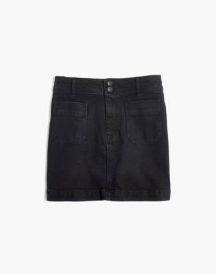 black denim a line mini skirt