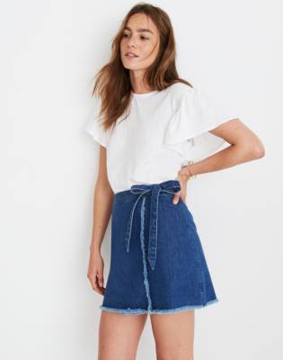 madewell denim wrap skirt