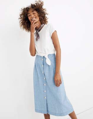 madewell denim midi skirt