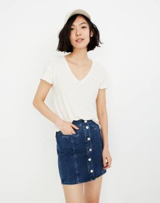 madewell stretch denim straight mini skirt