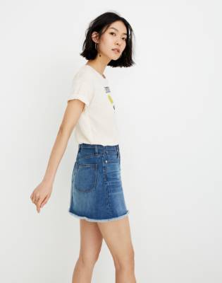 a-line mini jean skirt